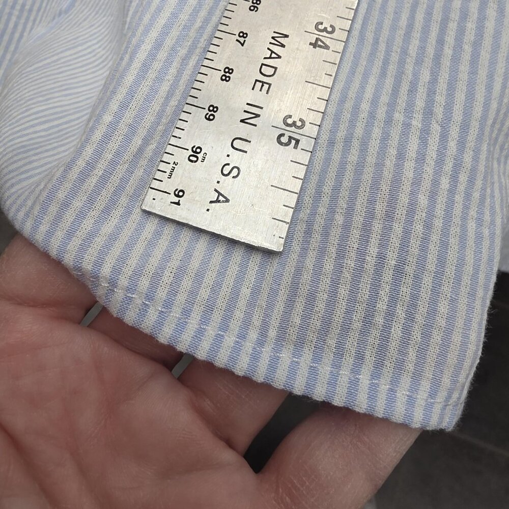 Chouyatou Shirt Dress Womens XL Blue Striped Button Front Tiered Lined Pockets - Picture 11 of 12